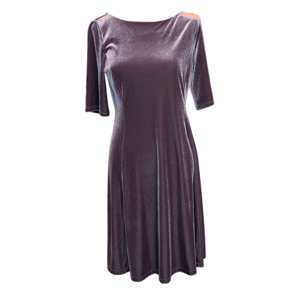 💥SALE💥 Lands' End Charcoal Velvet Midi Dress S/P 6-8